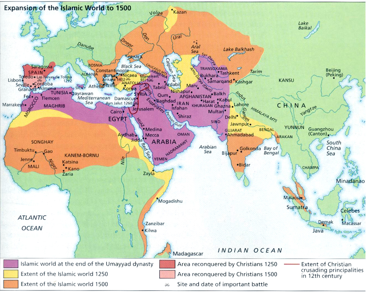 Map of the expansion of the Islamic world to 1500